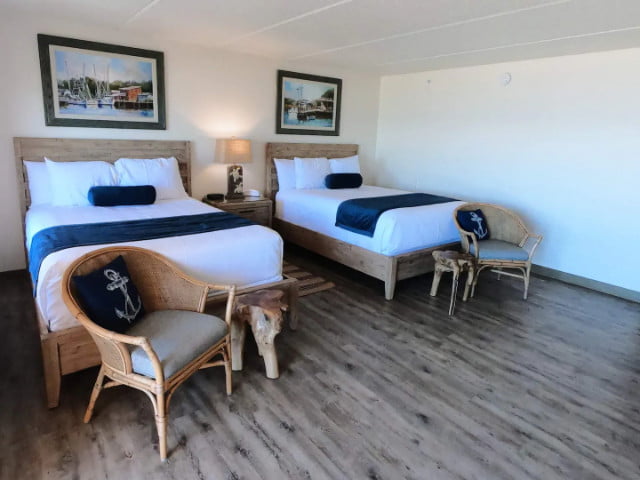 Double bed at Island Suites on St. George Island, FL