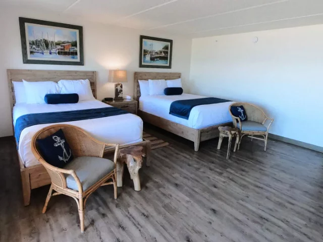 Double bed at Island Suites on St. George Island, FL Double bed at Island Suites on St. George Island, FL